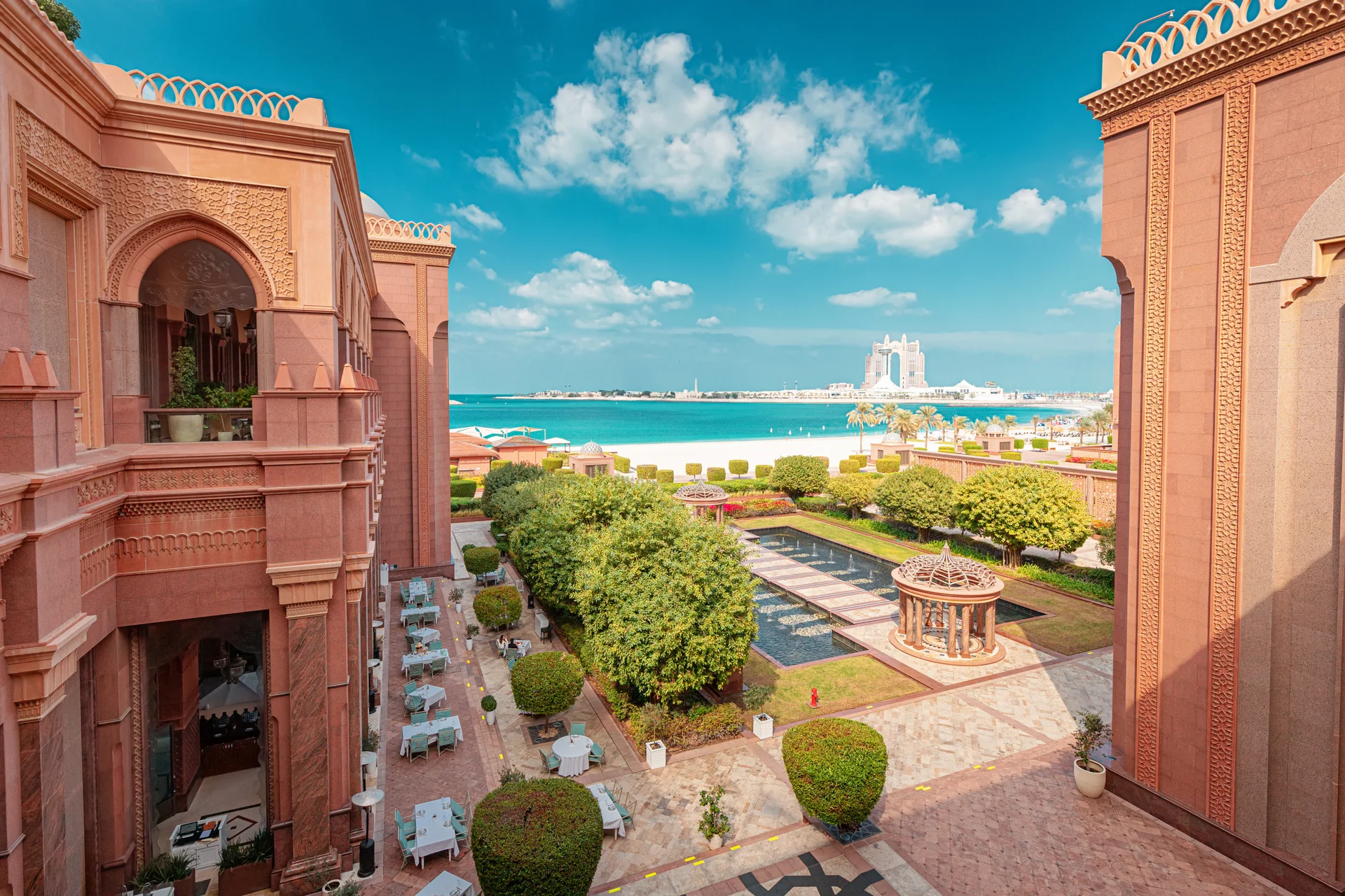 19 January 2025 Abu Dhabi Uae Beautiful View Luxury Resort Abu Dhabi Featuring Garden Pool Emirates Palace. Cars wallpaper…