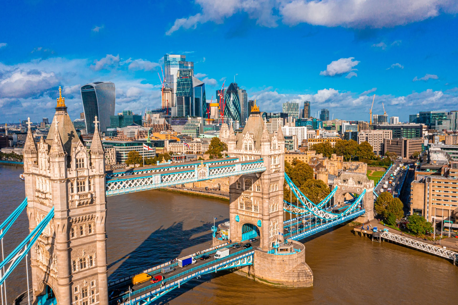 Aerial Panoramic Cityscape View London Tower Bridge River Thames England United Kingdom Beautiful Tower Bridge London. Cit…