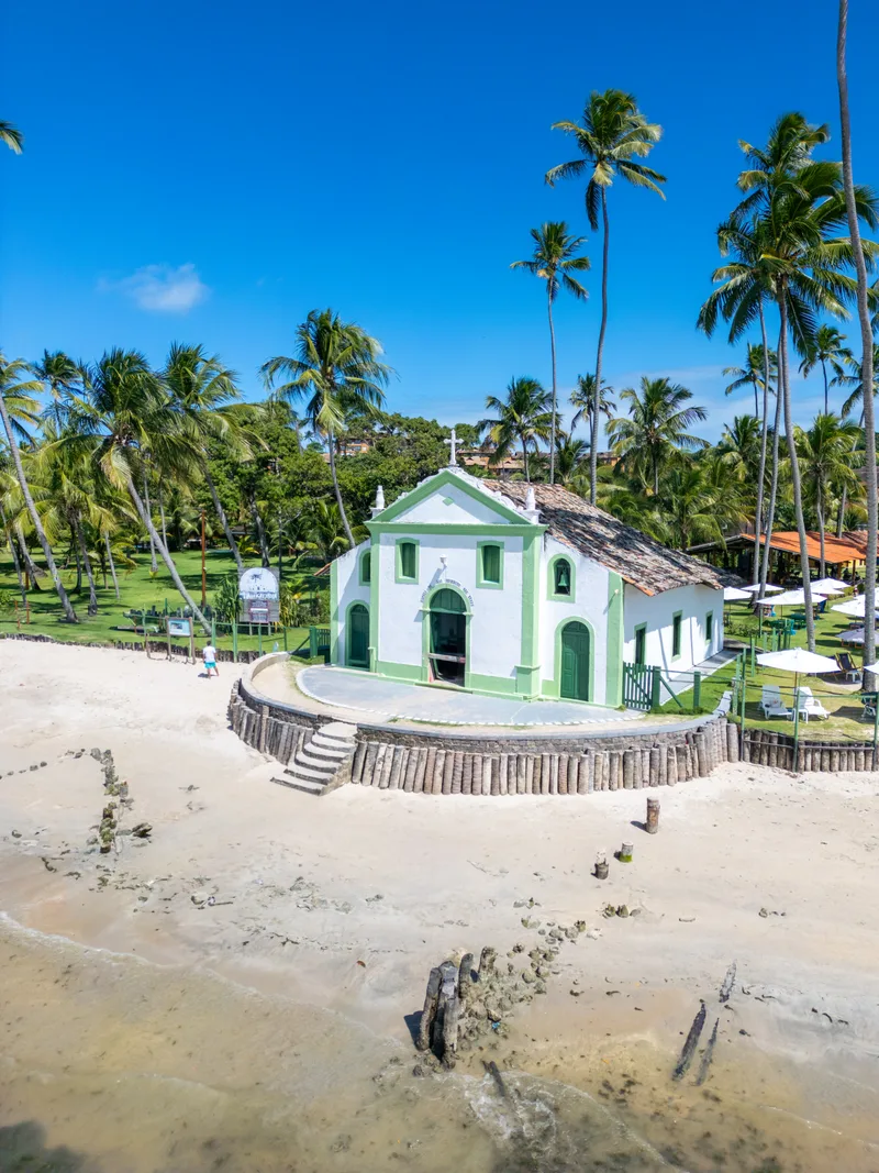 Aerial Photo Sao Benedito Church Praia Dos Carneiros Tamandare Pernambuco Brazil