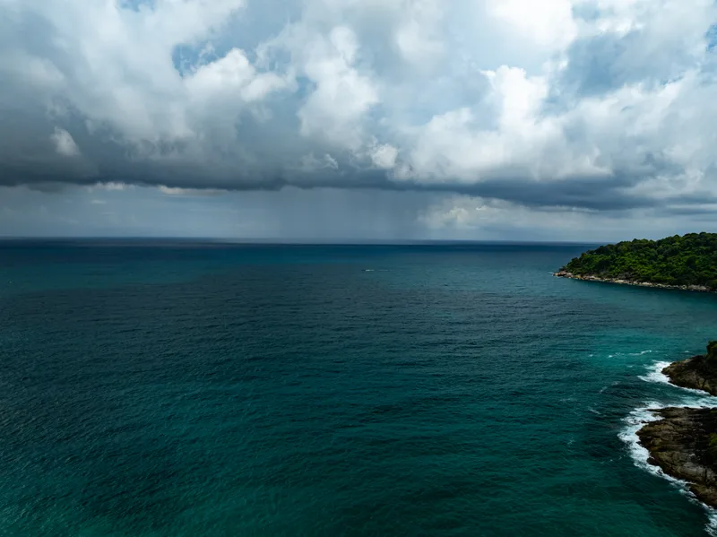 Aerial View Beautiful Sea Surface Nature Backgroundamazing Waves Texture Ocean With Clouds