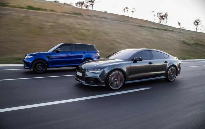 Auto Racing Blue Jeep Grey Sedan Sport Car