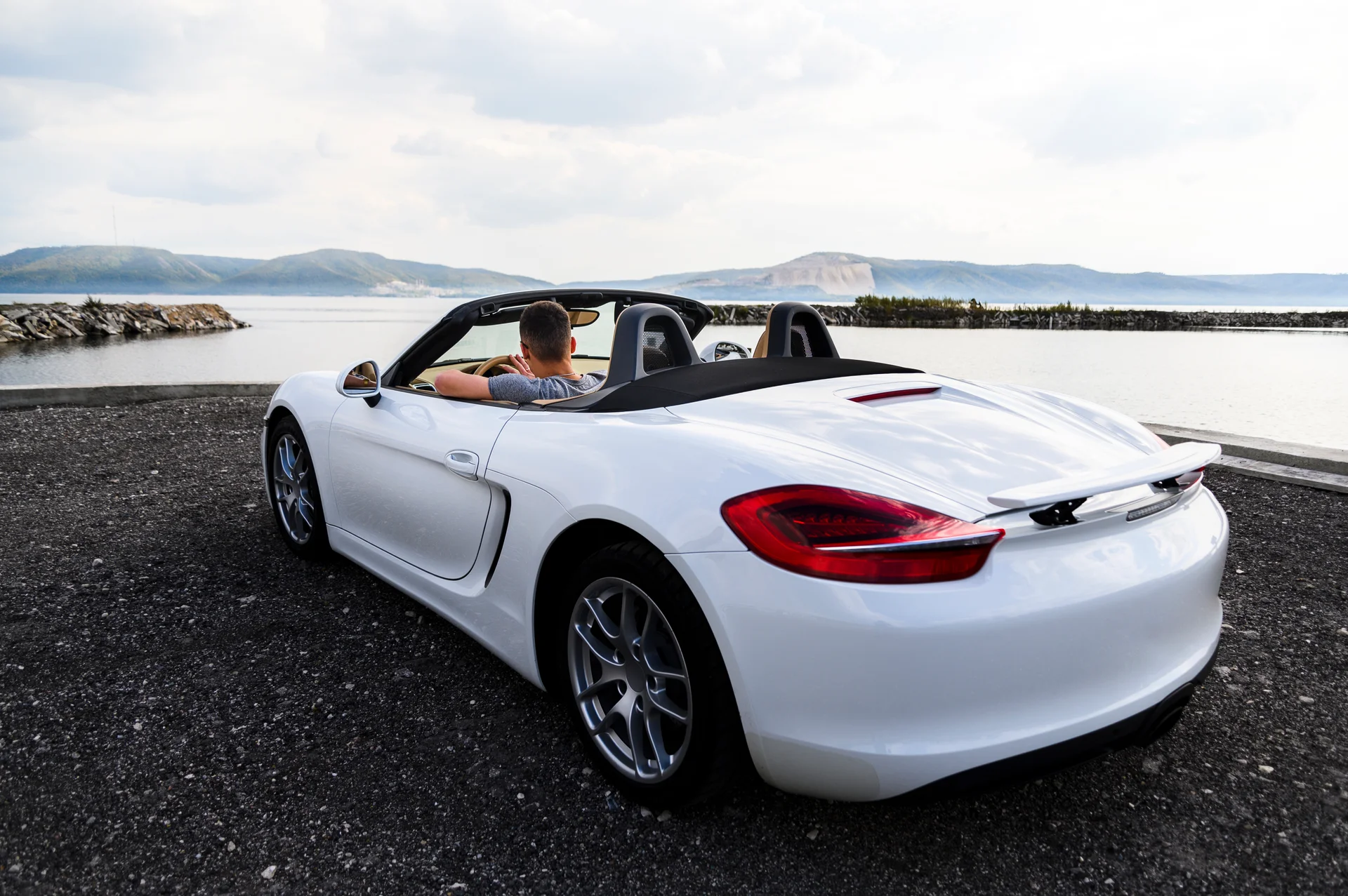 Back Shot White Car. Cars wallpaper. 6048×4024px. Free download for personal use.