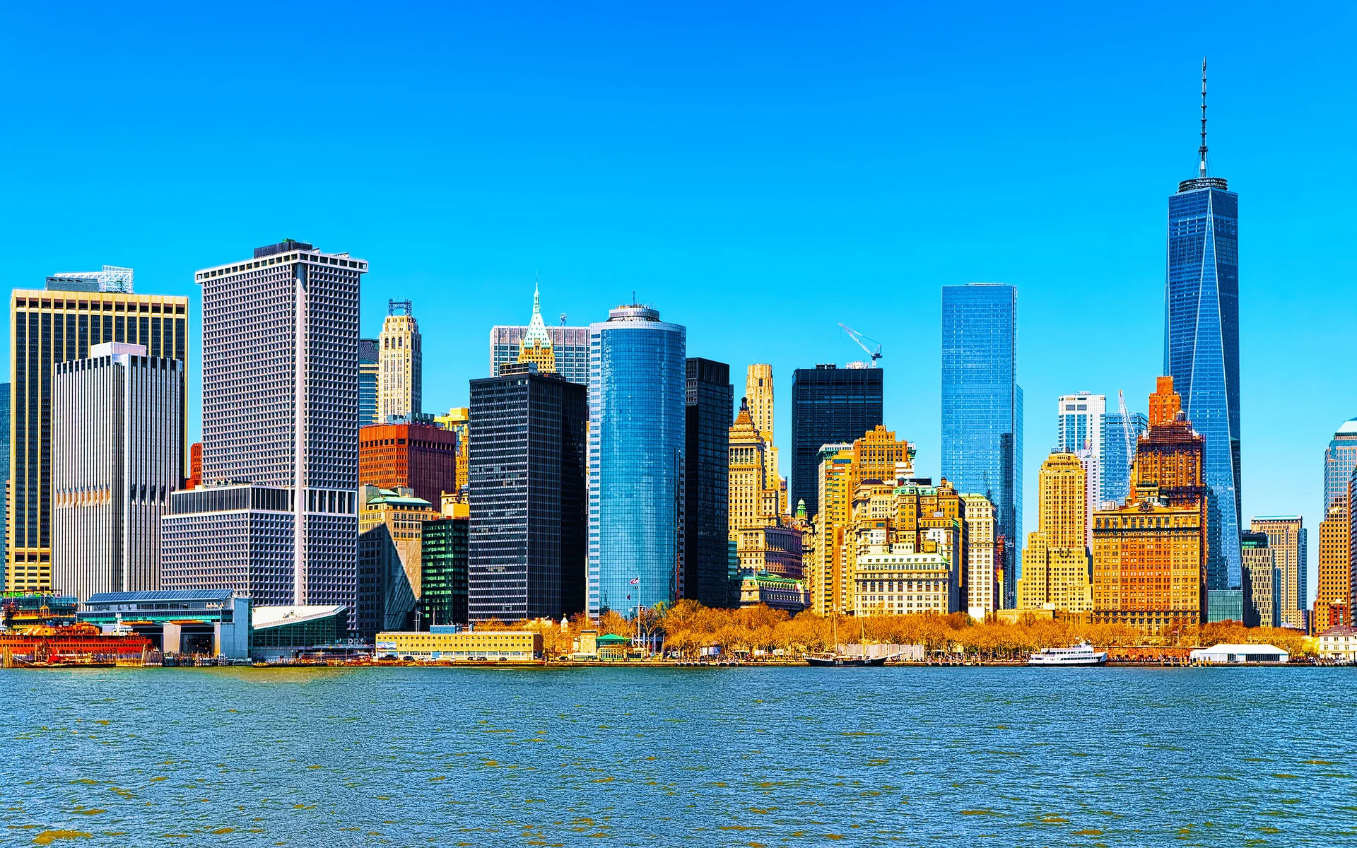 Battery Park City Aerial View From Skyline With Skyscrapers Lower Manhattan New York City America Usa American Architectur…