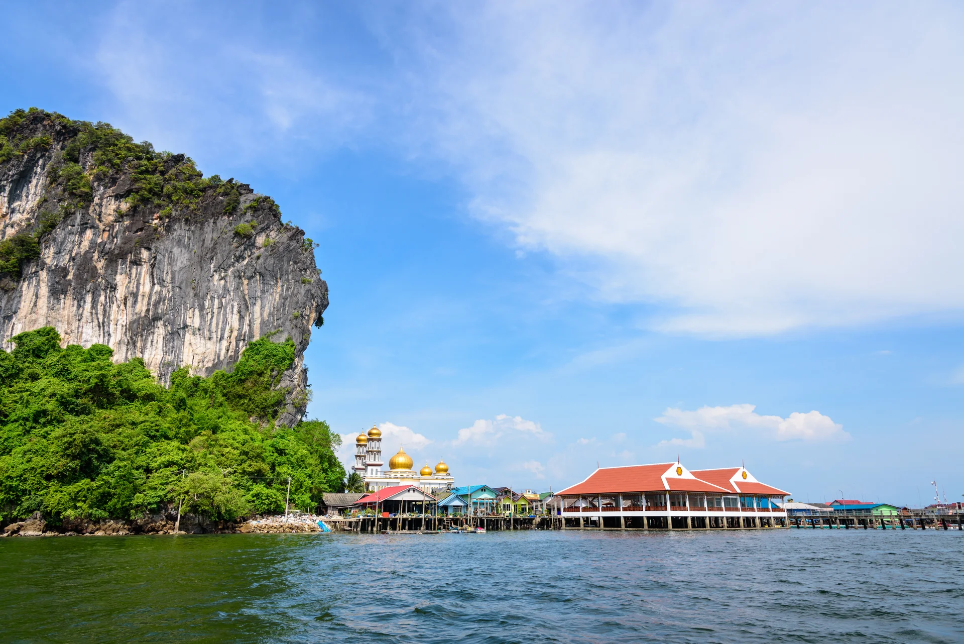 Beautiful Landscape Mosque Sea Sky Summer Punyi Island Ko Panyi Koh Panyee Muslim Fisherman Village Landmark Attractions T…
