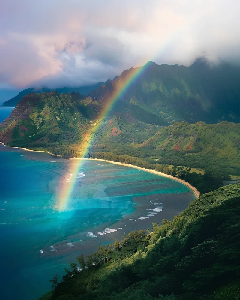 Beautiful Landscape With Rainbow Beach