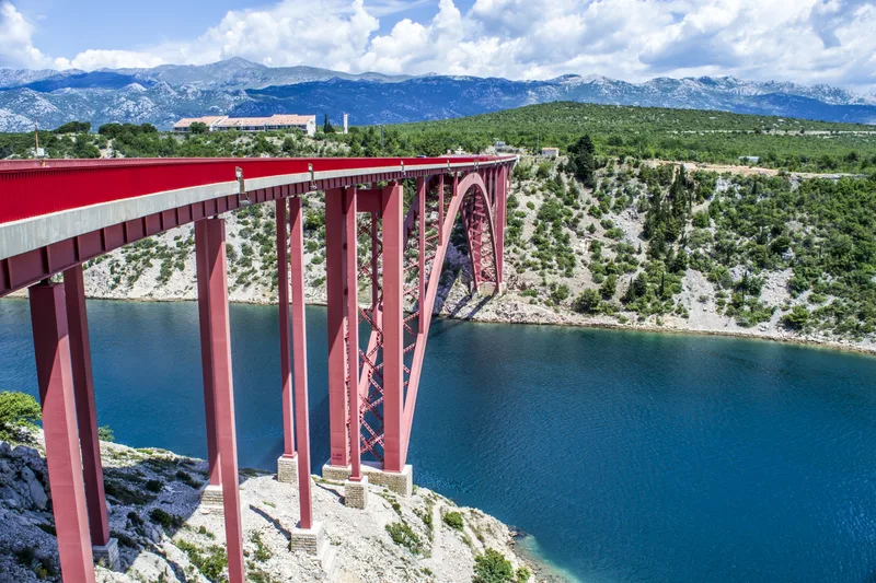 Beautiful Shot Maslenica Bridge River Channel Croatia