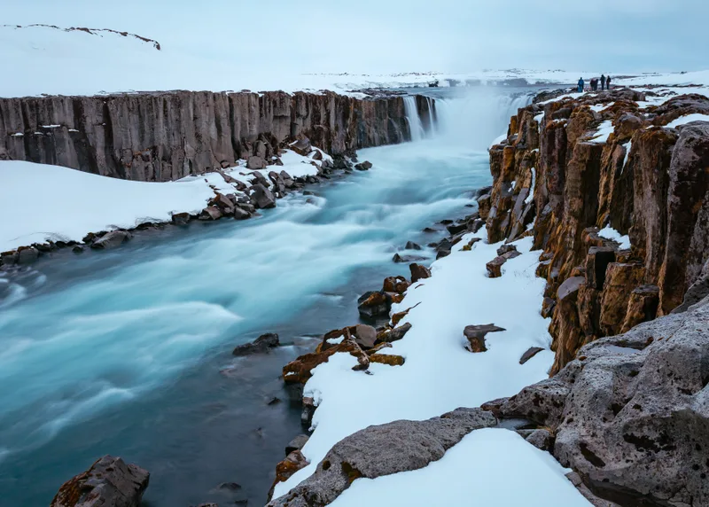Beautiful Shot River Snowy Rocky Surface