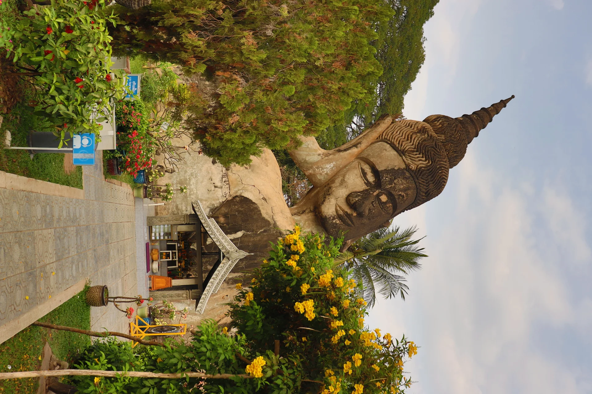 Beautiful View Buddha Park Located Vientiane Laos. Aerial wallpaper. 6000×4000px. Free download for personal use.