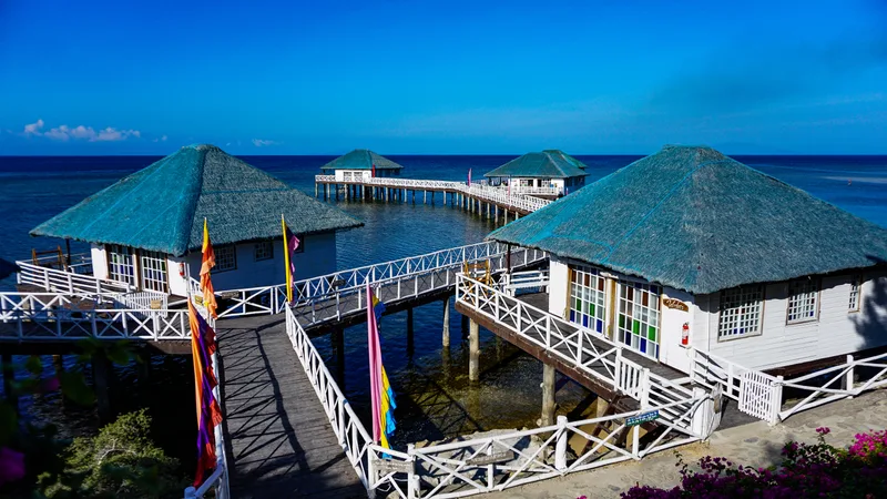 Beautiful View Stilts Calatagan Beach Resort Philippines Blue Cloudless Sky