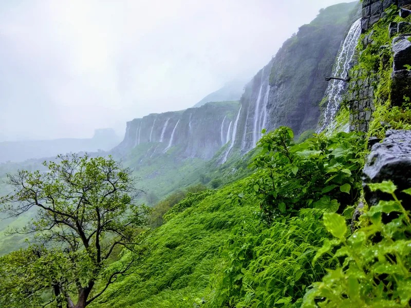 Beautiful Waterfall Rainy Season Trimbak Nashik