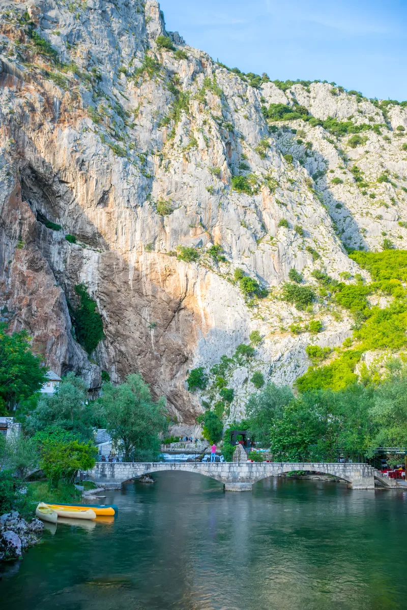 Bosnia Herzegovina Blagaj Tourists Visit Local Attractions Water Cave Rock