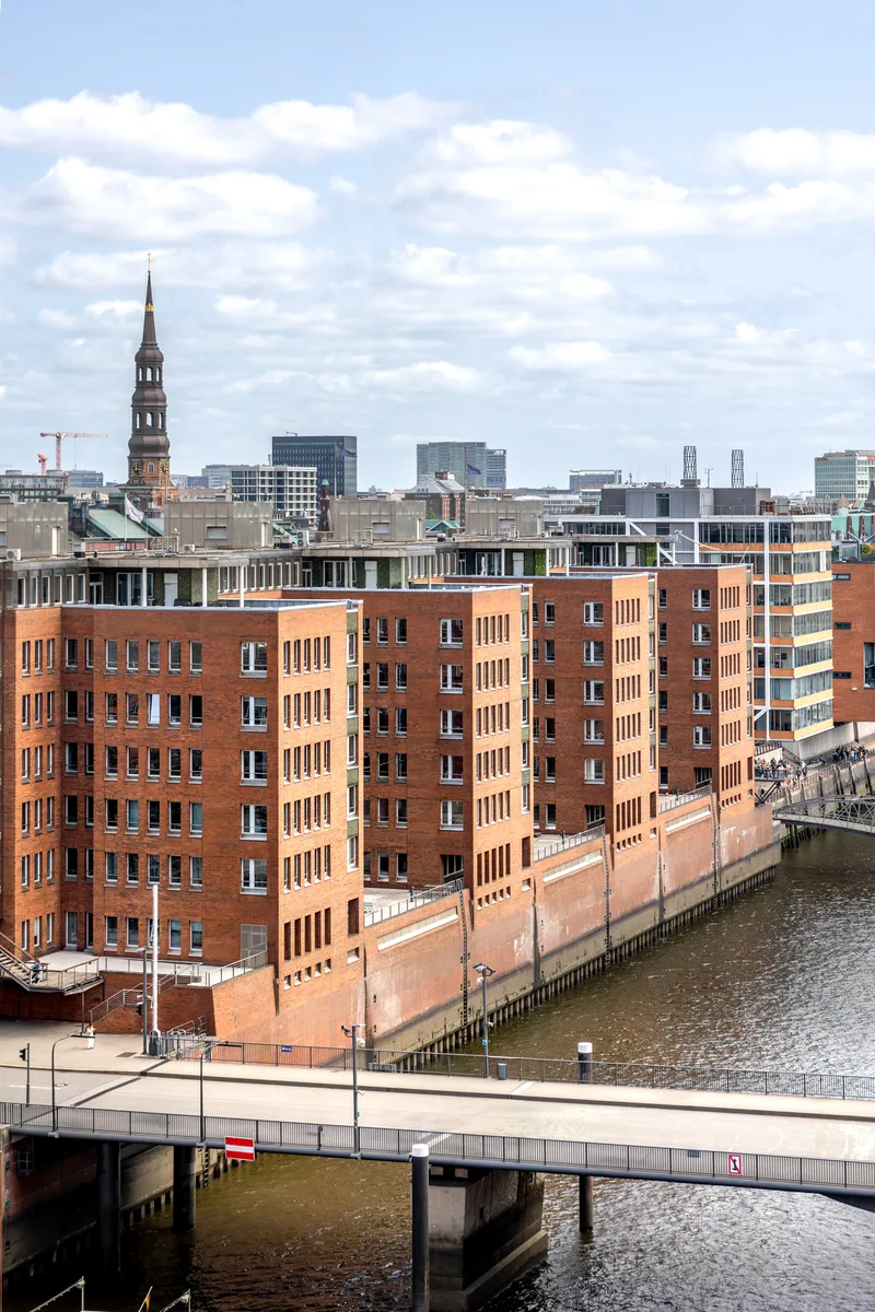 Brick Buildings City Skyline Architectural Panorama
