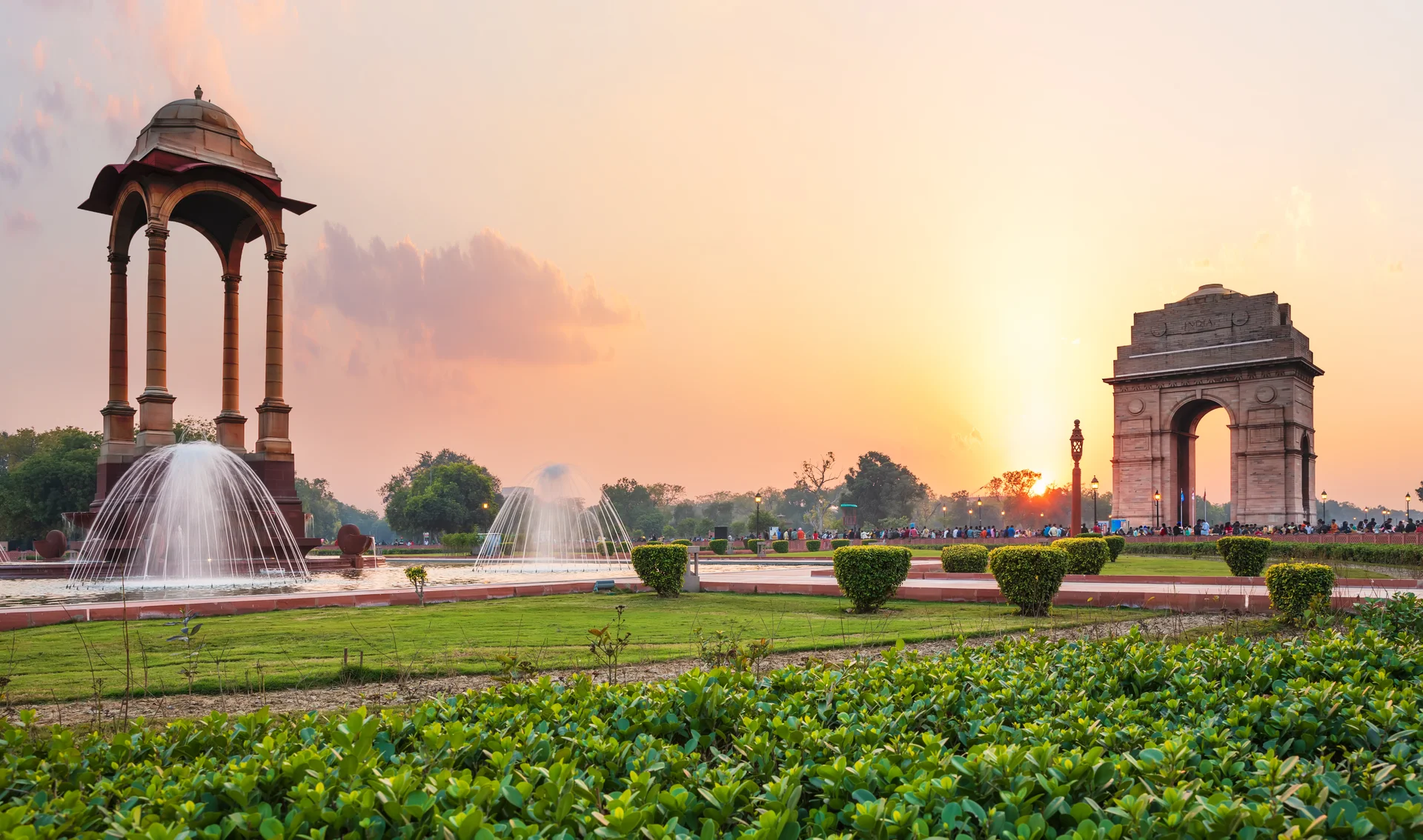Canopy India Gate Sunset New Delhi View From National War Memorial. Aerial wallpaper. 6720×3971px. Free download for perso…