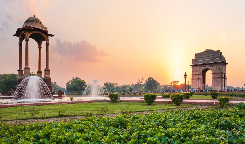 Canopy India Gate Sunset New Delhi View From National War Memorial