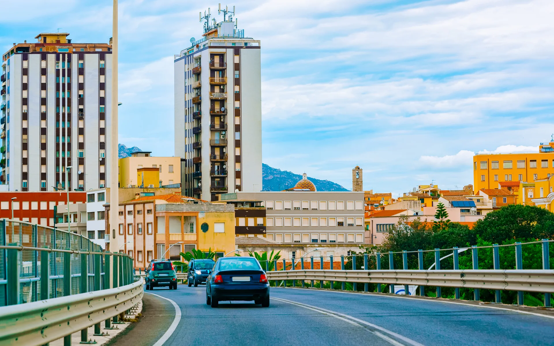 Cars Road Olbia Sardinia Island Italy Summer Transport Driving Highway Europe View Auto Motorway Ride Driveway Italian Jou…
