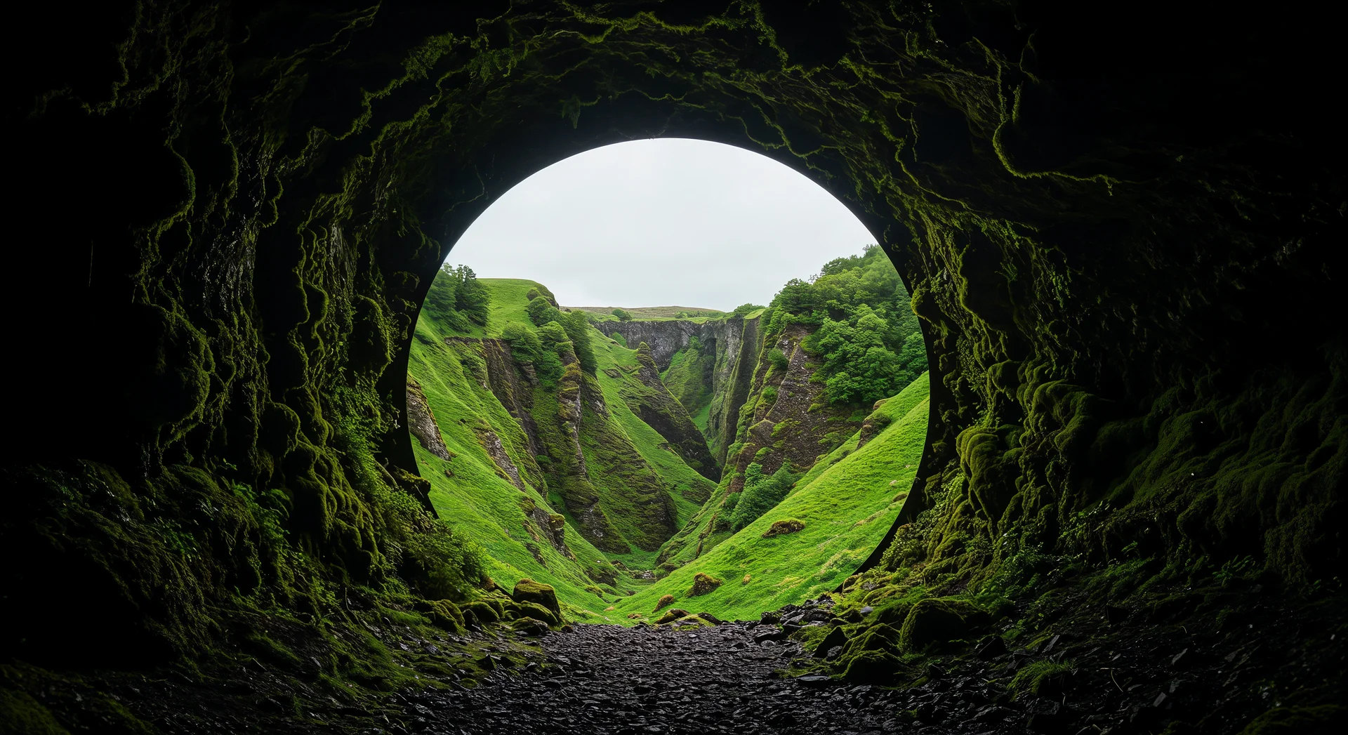 Cave Entrance With Scenic View. Nature wallpaper. 5632×3072px. Free download for personal use.