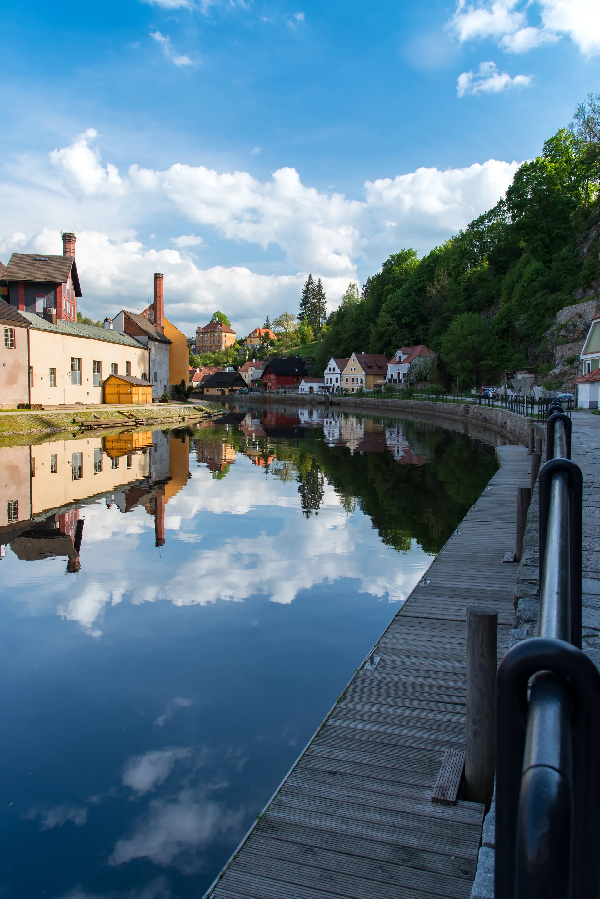 Cesky Krumlov Sunny Day With Water Reflection. Uncategorized wallpaper. 3812×5711px. Free download for personal use.
