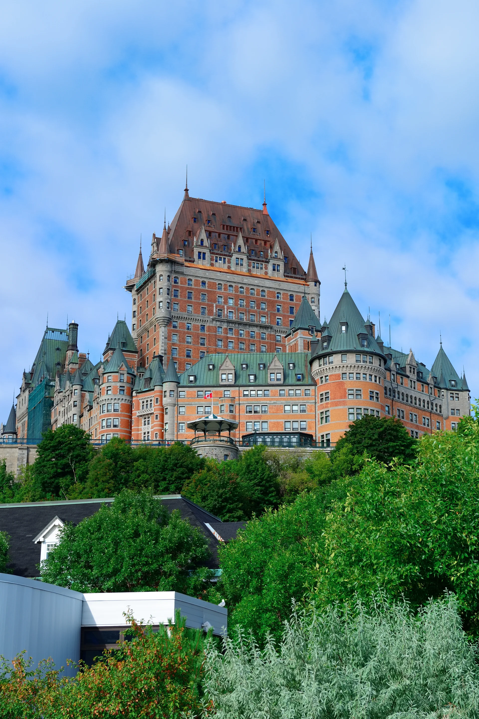 Chateau Frontenac Day With Cloud Blue Sky Quebec City. Nature wallpaper. 4757×7127px. Free download for personal use.