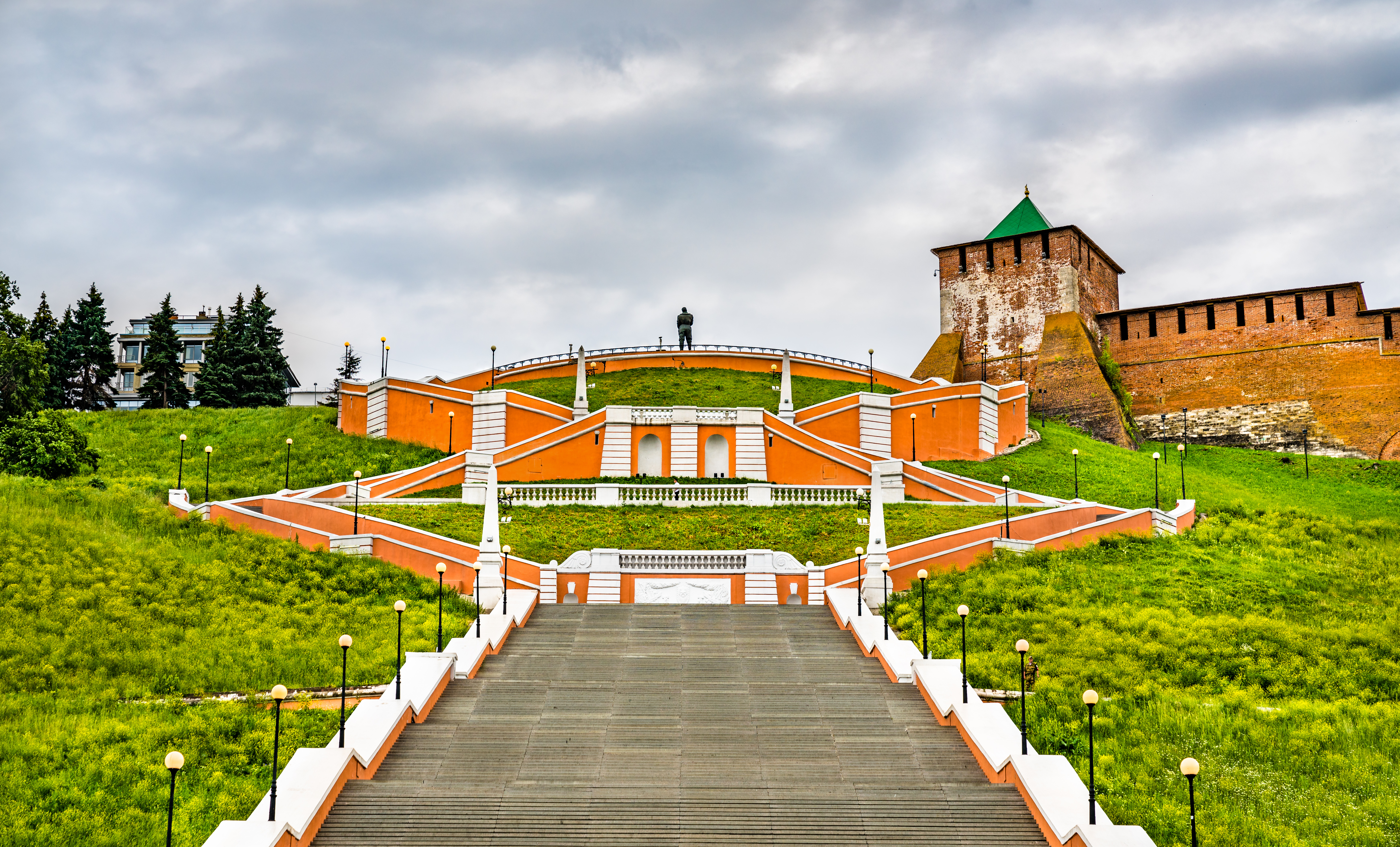 Chkalov Stairs From Volga Embankment Kremlin Nizhny Novgorod Russia