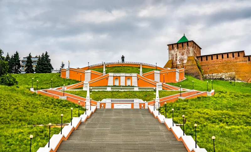 Chkalov Stairs From Volga Embankment Kremlin Nizhny Novgorod Russia