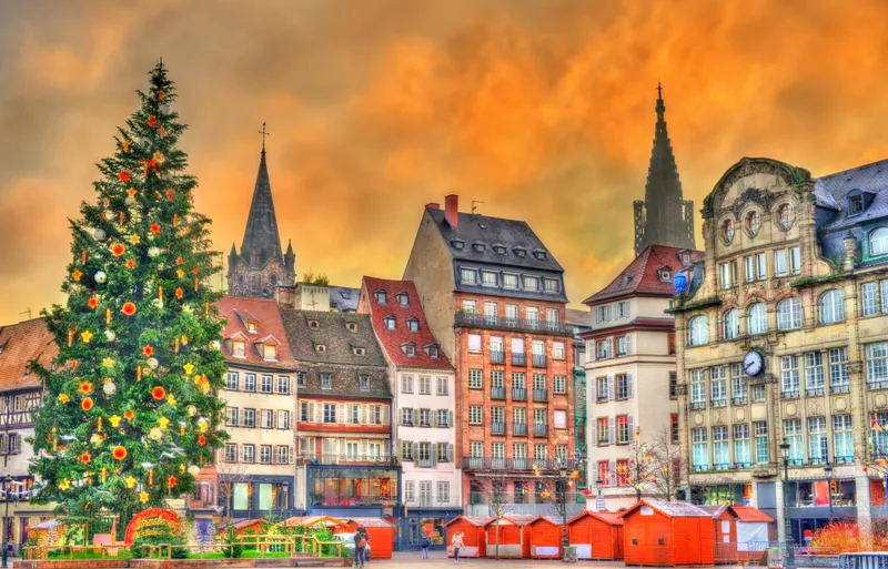 Christmas Tree Famous Christmas Market Strasbourg Alsace France