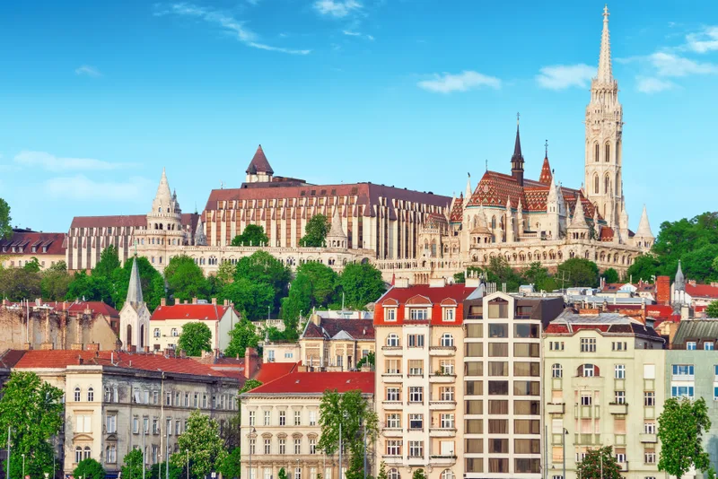 Church St Matthias Fisherman S Bastion From Shore Danube Budapest Hungary