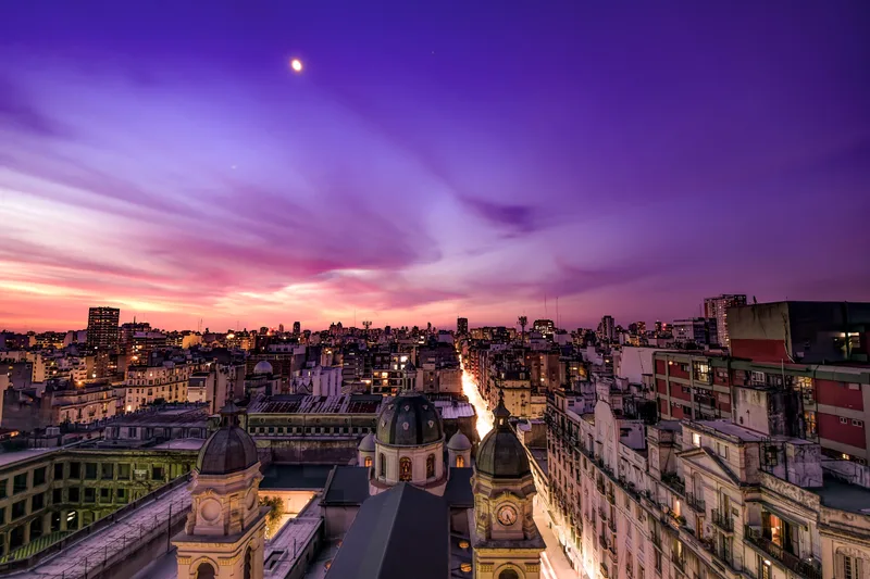 City Lit Up Sunset