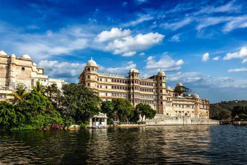 City Palace View From Lake Udaipur Rajasthan