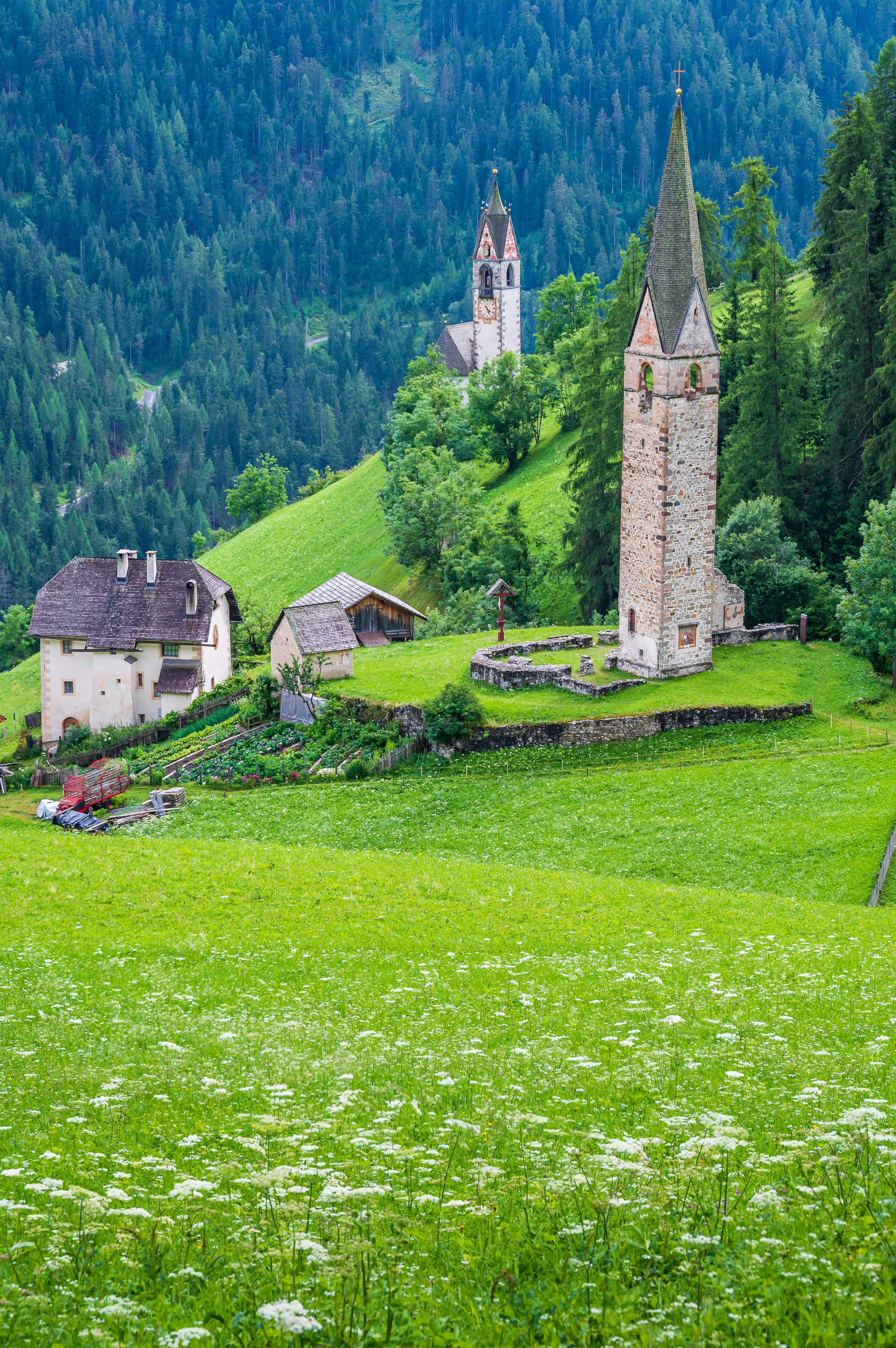 Clock Tower Ancient Church Saint Genesio La Val Val Badia Heart Dolomites. Uncategorized wallpaper. 4024×6048px. Free down…