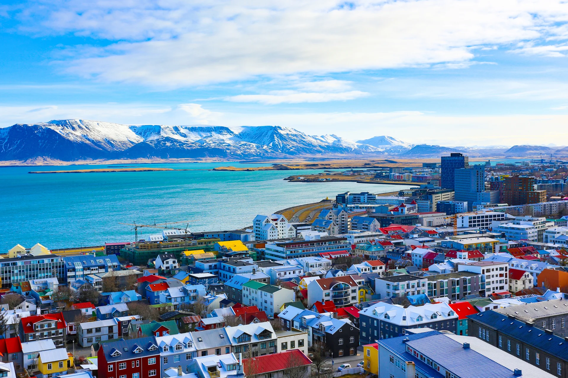 Close Up Reykjavik Iceland View. Aerial wallpaper. 4875×3250px. Free download for personal use.