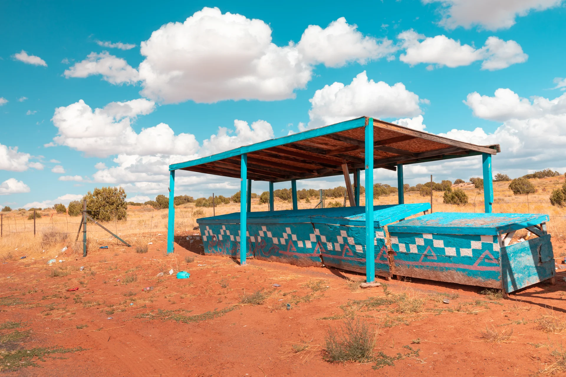 Colorful Abandoned Market Stalls Somewhere Along Highway Utah. Uncategorized wallpaper. 6720×4480px. Free download for per…