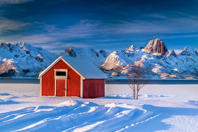 Cottage Snowy Landscape