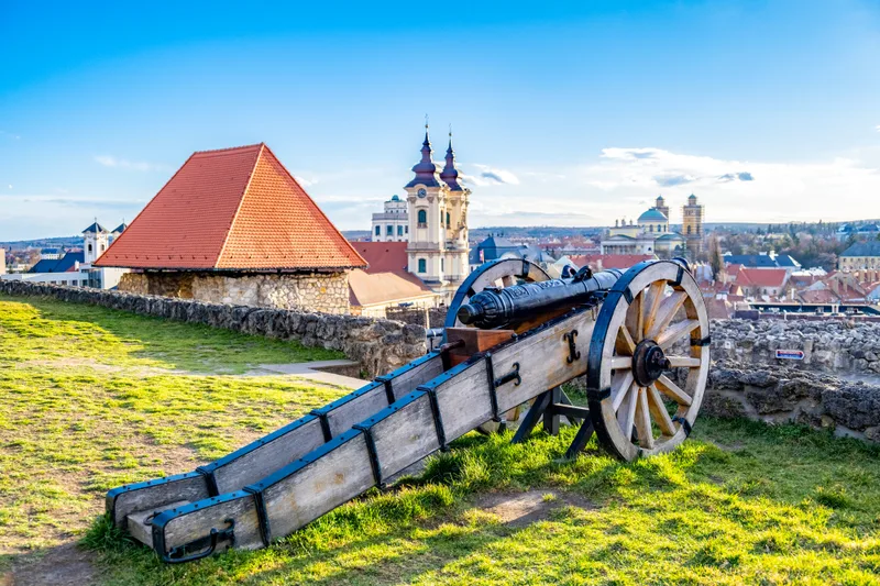 Eger Hungary View Medieval Old Town From Historical Fortress Sunset