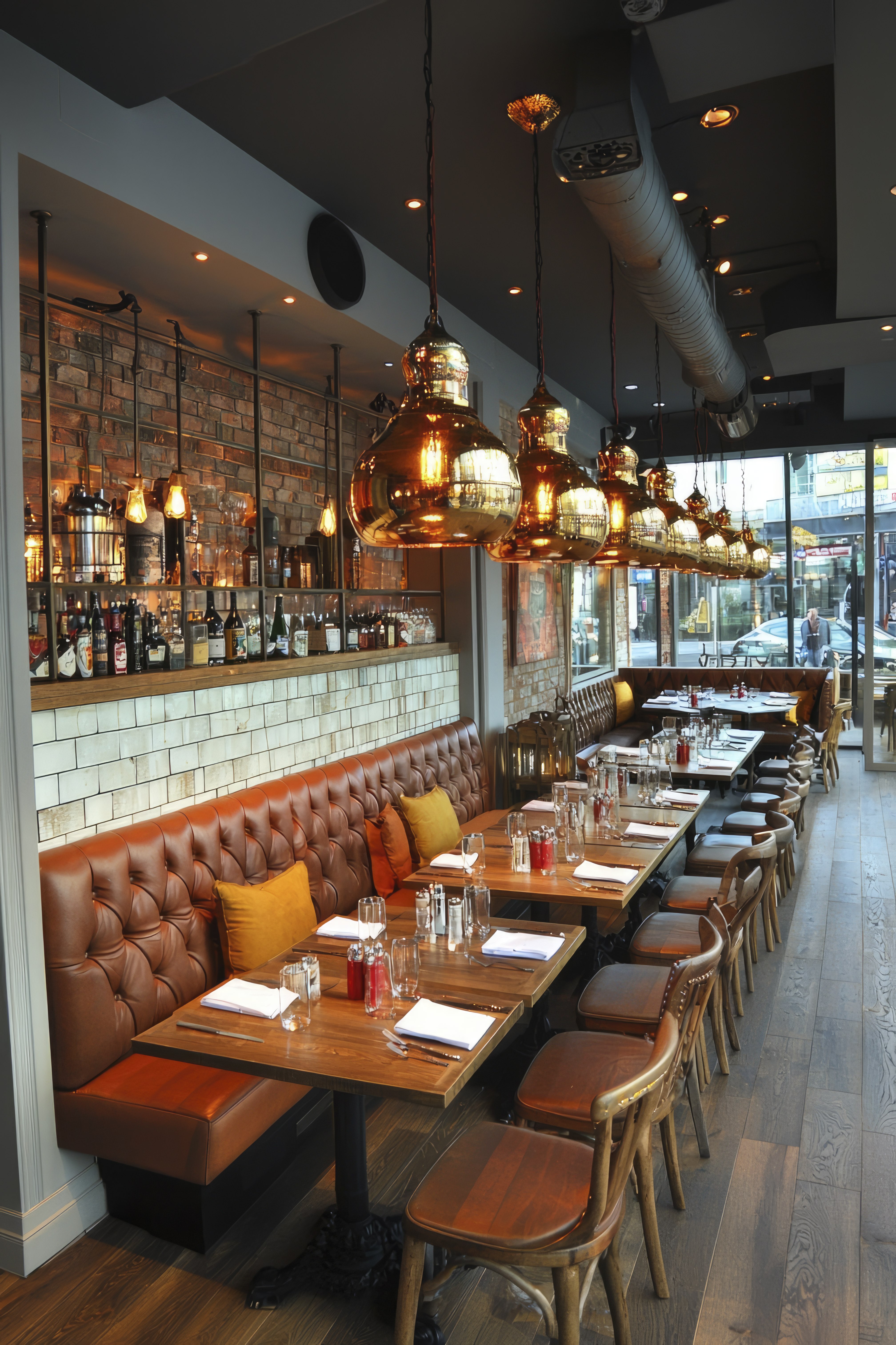 Elegant Restaurant Interior Design With Golden Lighting