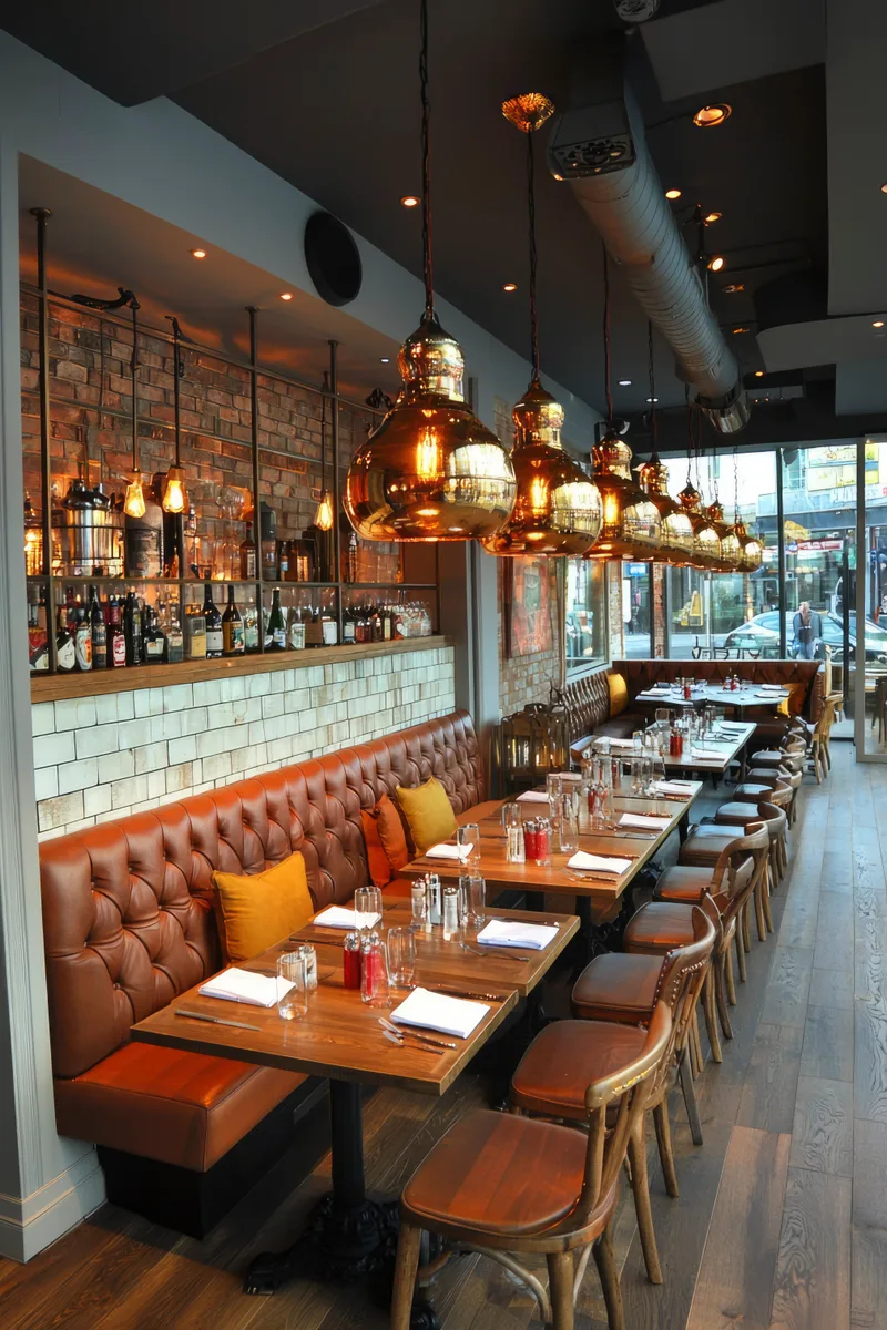 Elegant Restaurant Interior Design With Golden Lighting