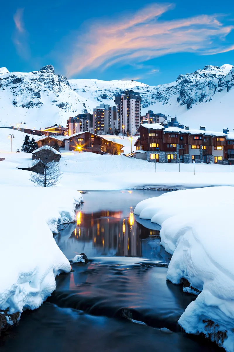 Evening Landscape Ski Resort French Alps Tignes France