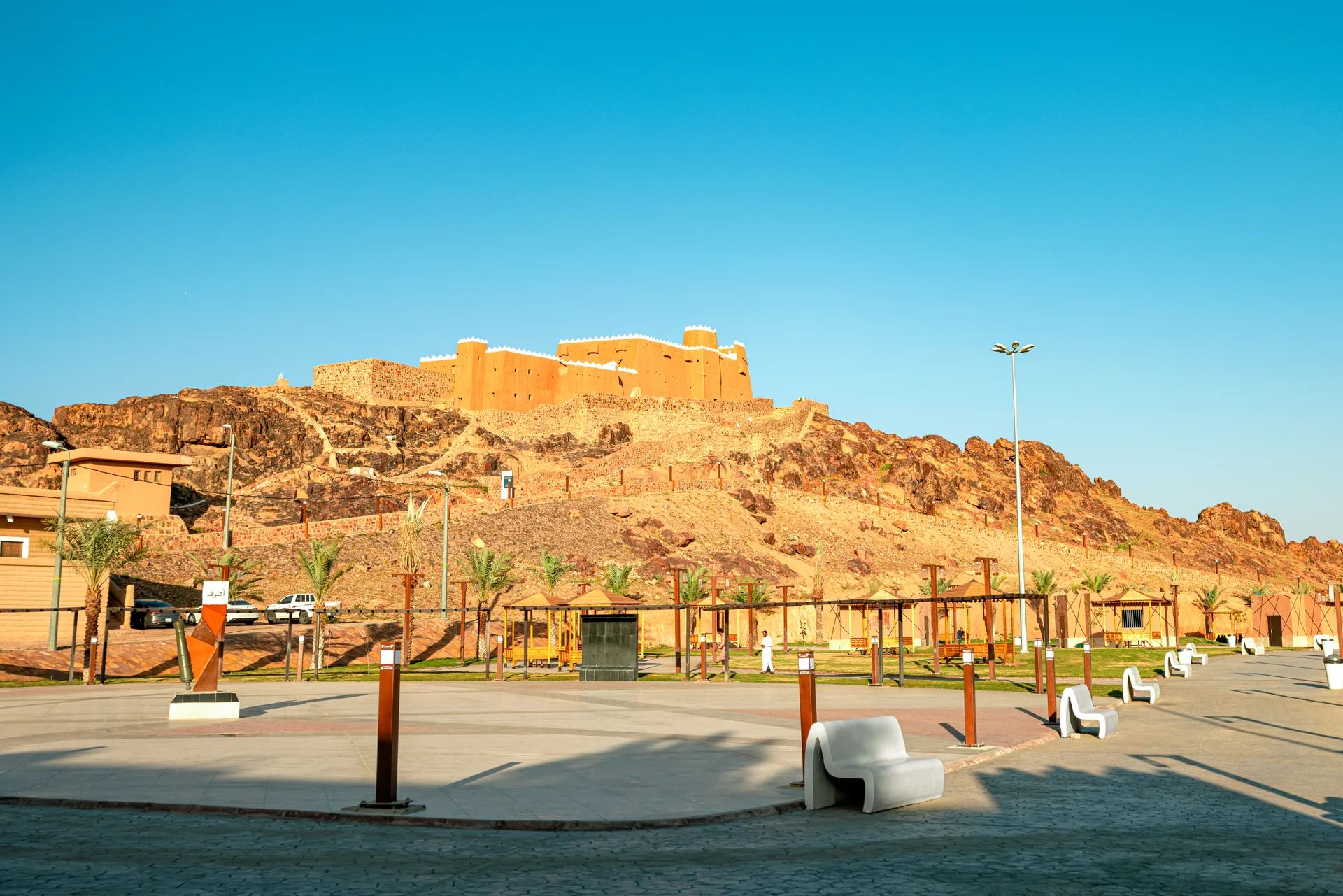 Exterior View Aarif Fort. Aerial wallpaper. 8192×5464px. Free download for personal use.