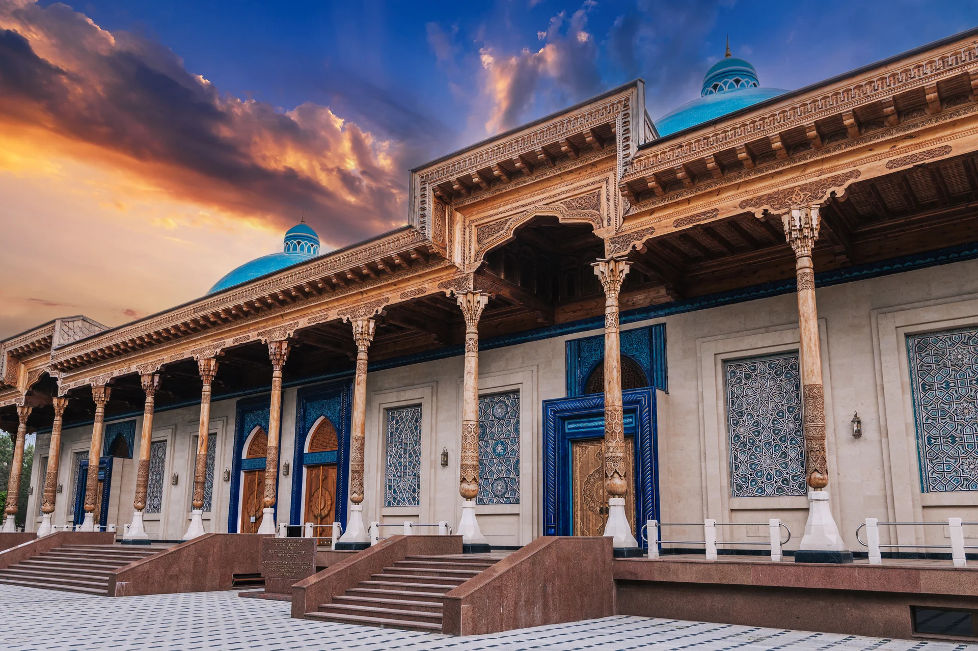 Facade Museum Victims Political Repression Decorated Wooden Carved Columns Oriental Uzbek Mosaics Tashkent. Uncategorized …
