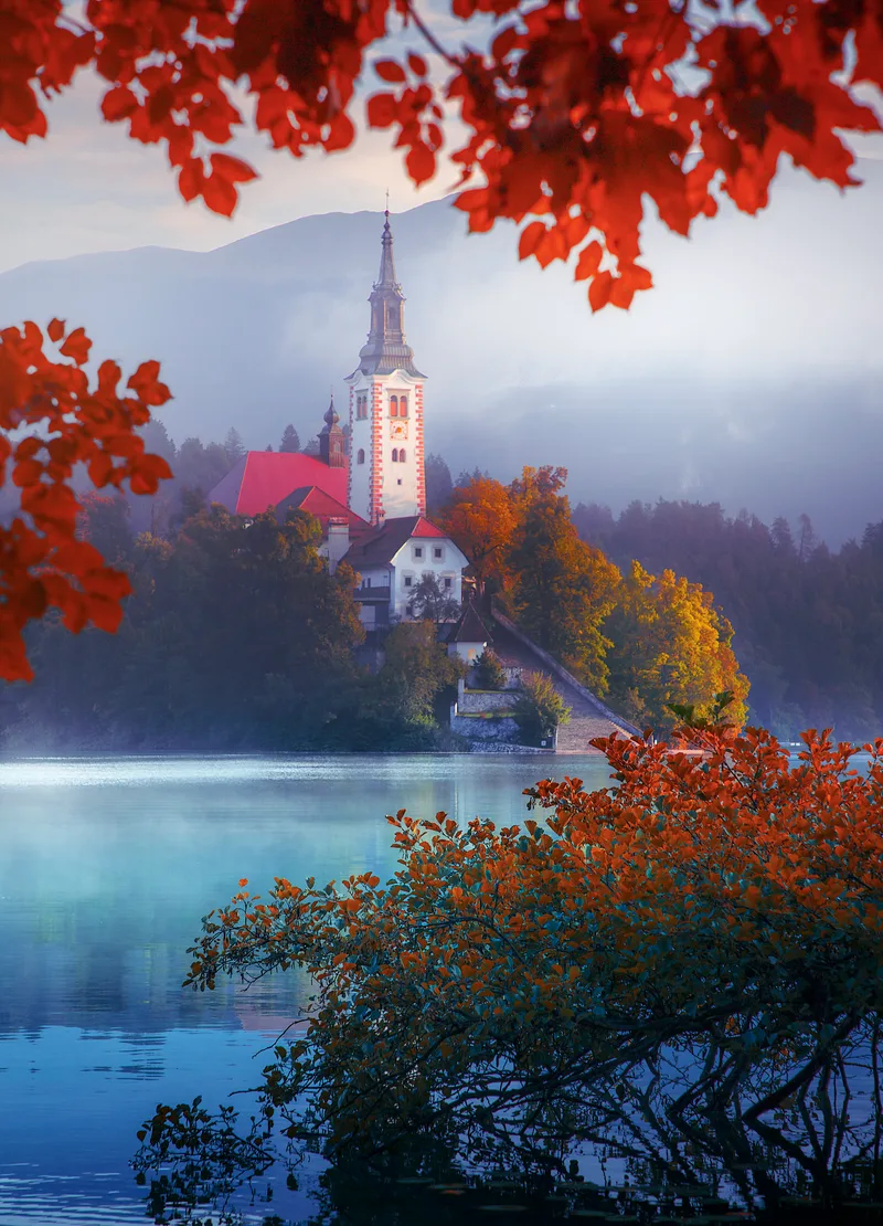 Famous Alpine Bled Lake Blejsko Jezero Slovenia