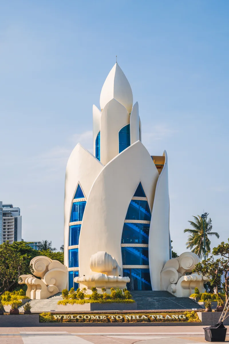 Famous Landmark Nha Trang Is Thap Tram Huong Lotus Tower Central Square Coastline Summer Day Vietnam