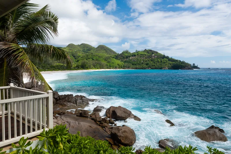 Fenced Terrace With Ocean View With Waves