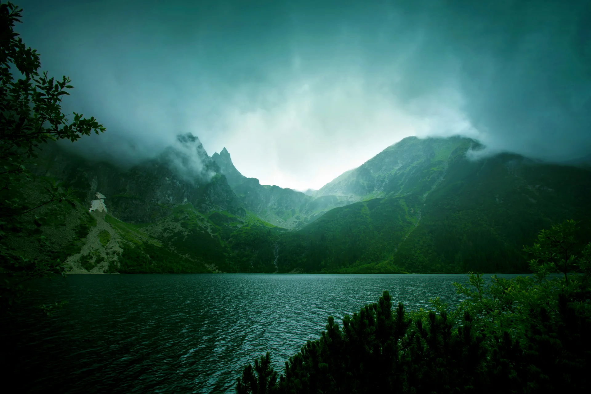 Fog Dark Clouds Mountains. Nature wallpaper. 3000×2000px. Free download for personal use.