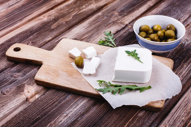 Fresh Healthy Food Delicious Italian Dinner Fresh Cheese Served Wooden Board