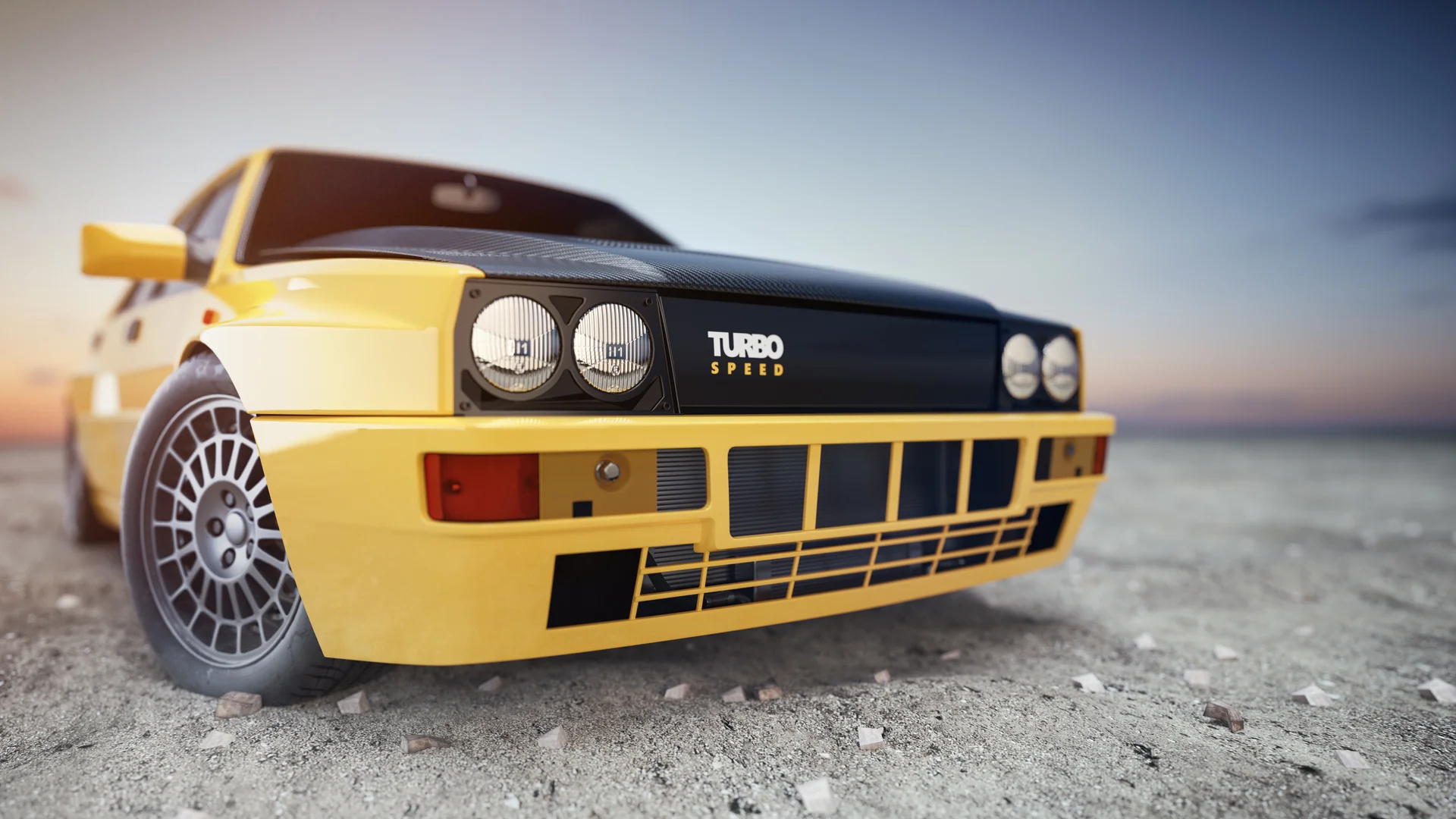 Front Sport Car Scene Sun Going Down With Wind Turbines3d Render Illustration. Cars wallpaper. 4000×2250px. Free download …