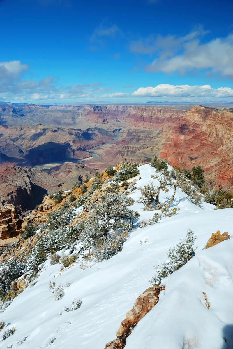 Grand Canyon Panorama View Winter With Snow