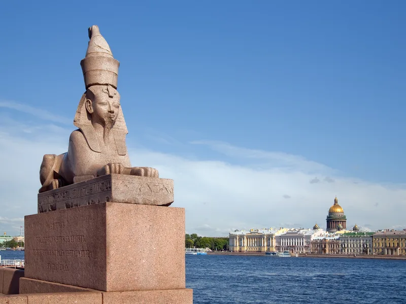 Granite Egypt Sphinx Neva River Embankment