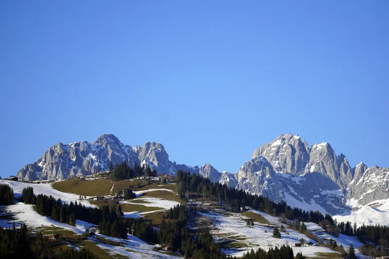 High Angle Shot Beautiful Snowy Valley Rocks Sky