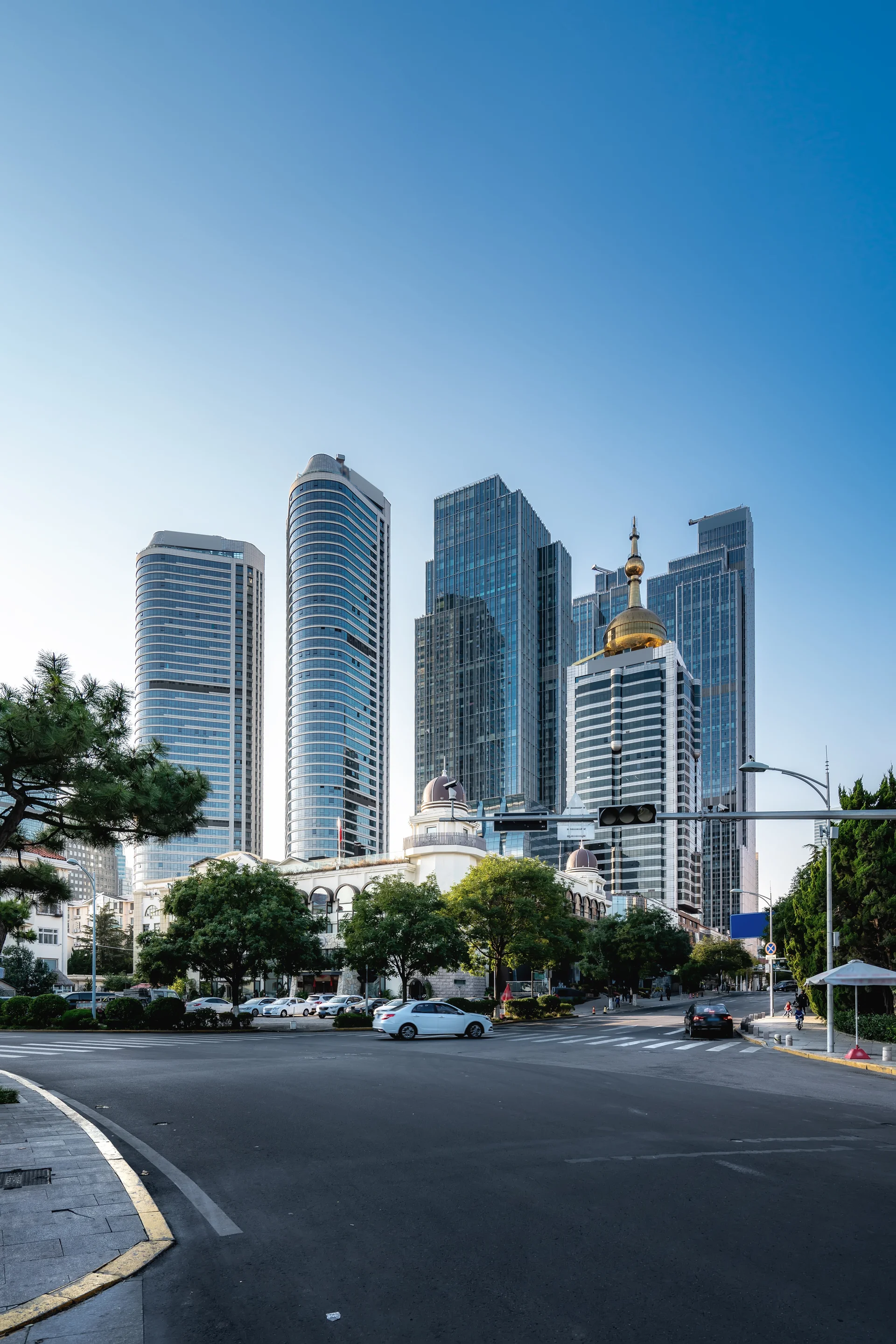 High Rise Building Landscape Qingdao City Street. Cities wallpaper. 5304×7952px. Free download for personal use.