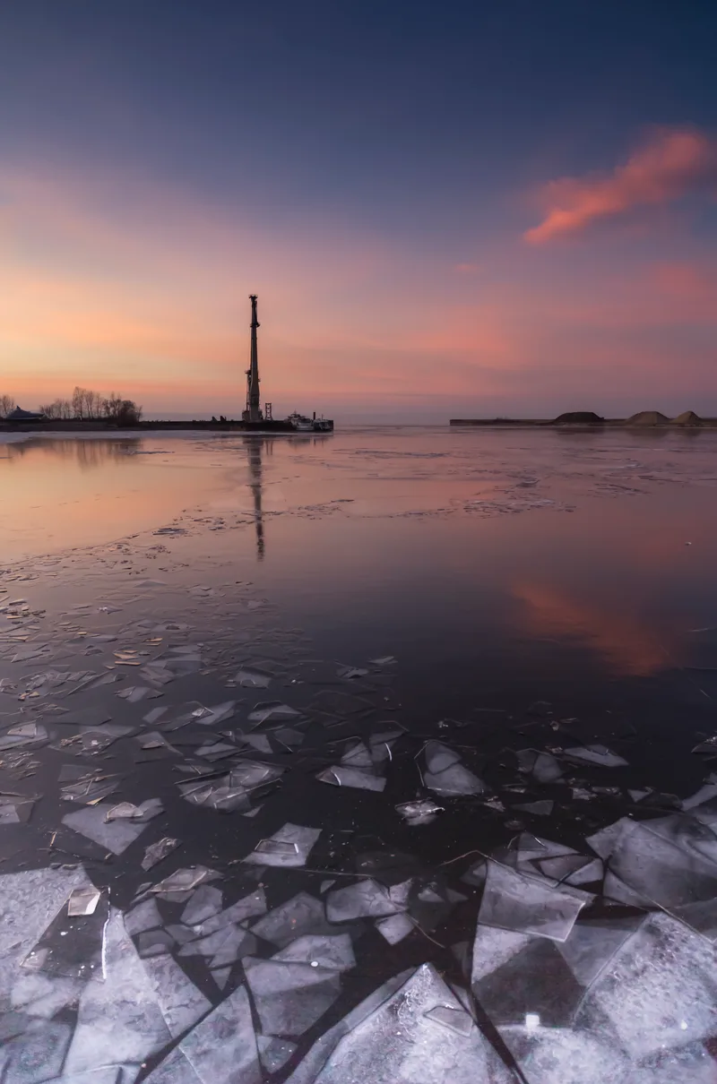 Ice River Winter Beautiful Sunset Sky Reflections Sky Ice