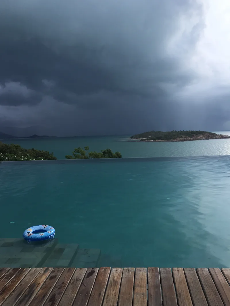 Infinity Pool Against Cloudy Sky